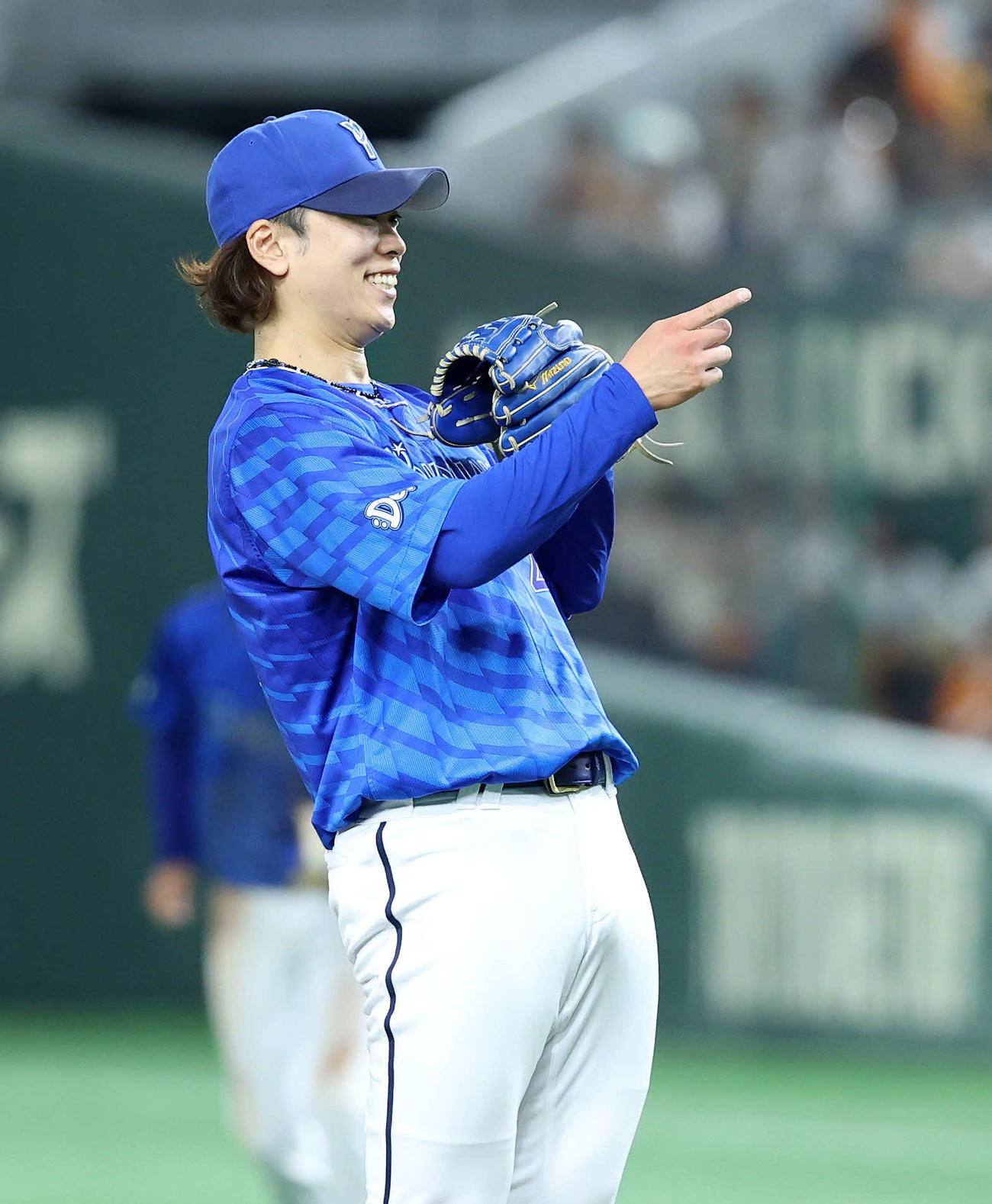 巨人対DeNA　勝利し笑顔を見せるDeNA入江（撮影・鈴木正人）