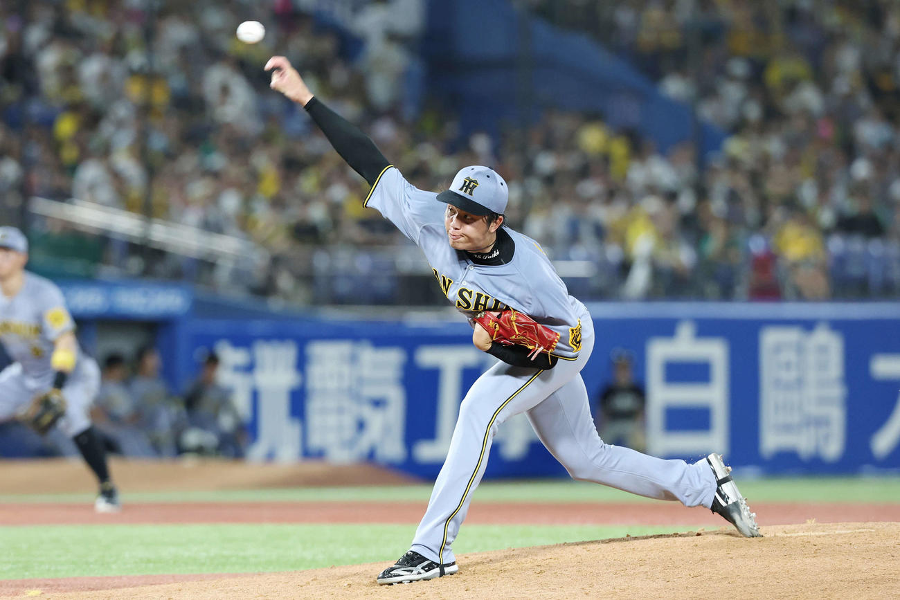 ヤクルト対阪神　阪神先発の才木（撮影・宮地輝）