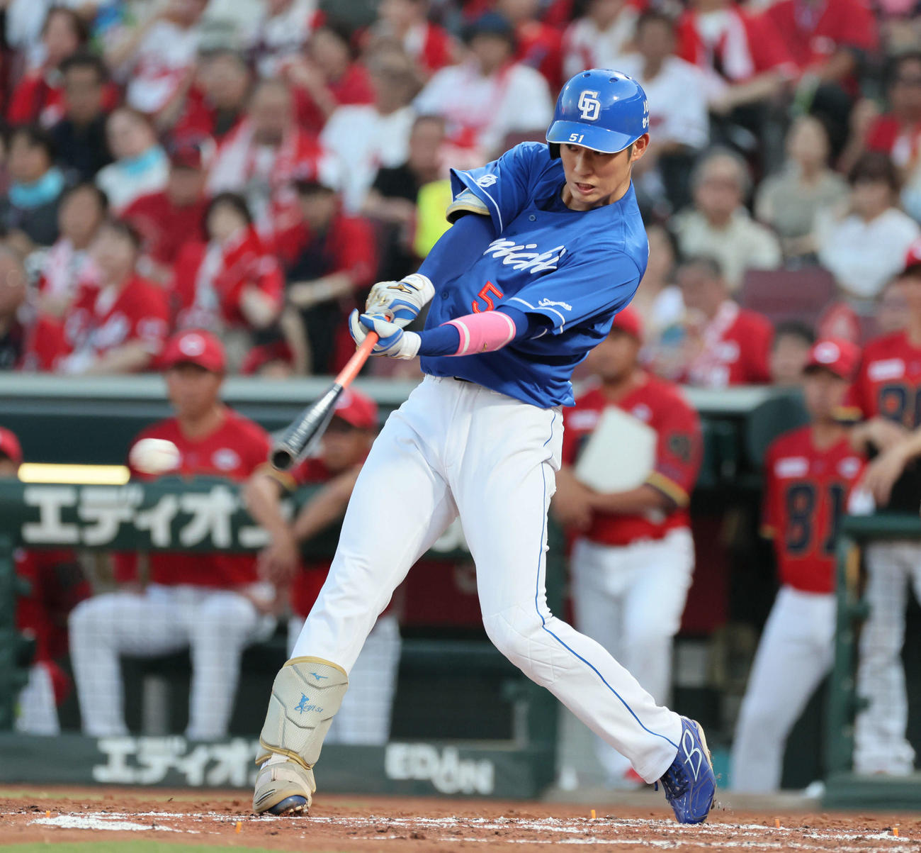 広島対中日　3回表中日2死一、三塁、上林は先制右適時打を放つ（撮影・加藤孝規）