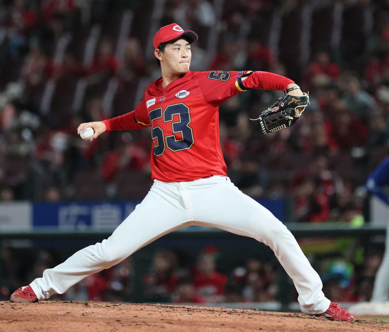 広島対中日　9回表中日、広島5番手の岡本（撮影・加藤孝規）
