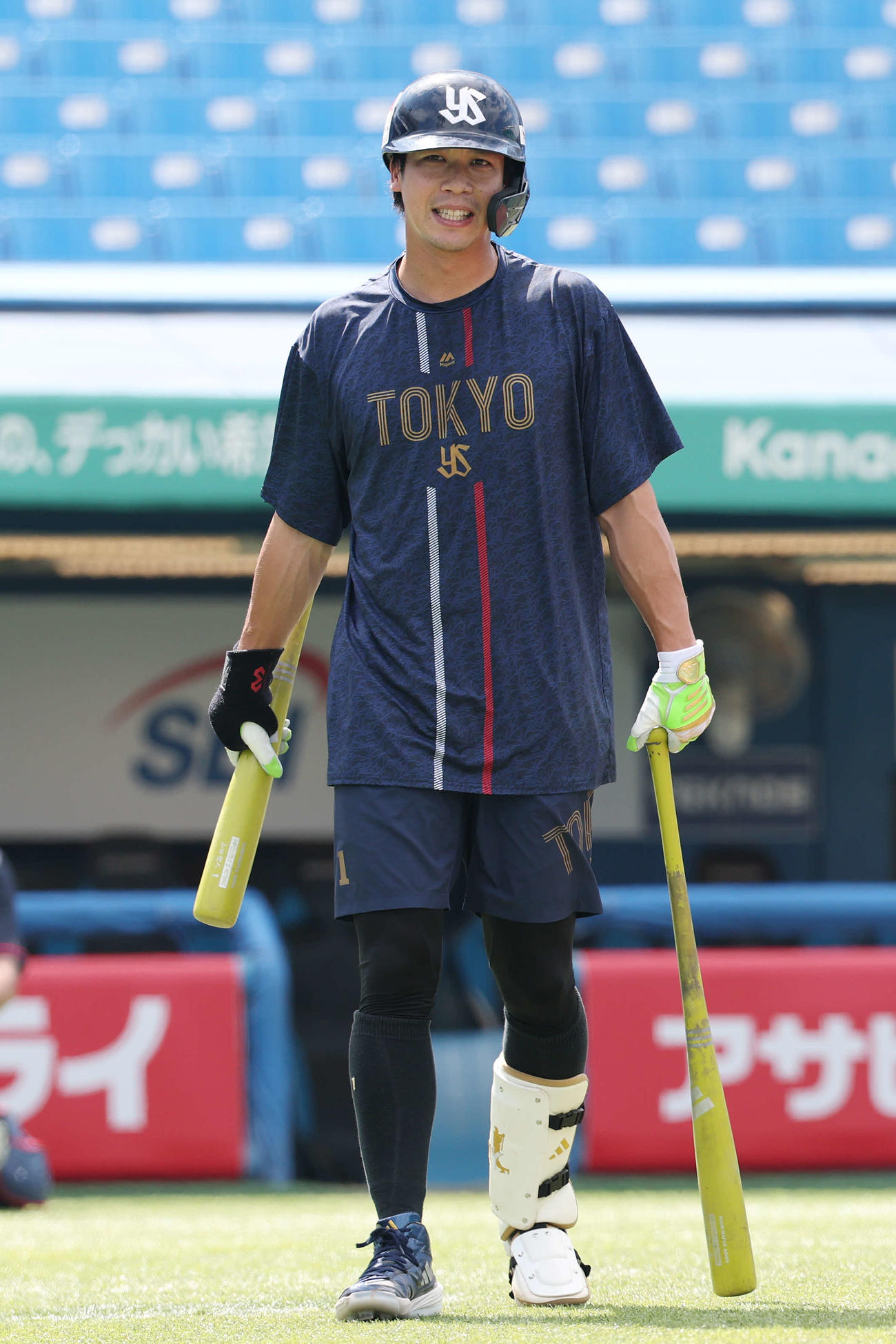ヤクルト対阪神　試合前練習に臨むヤクルト山田（撮影・宮地輝）