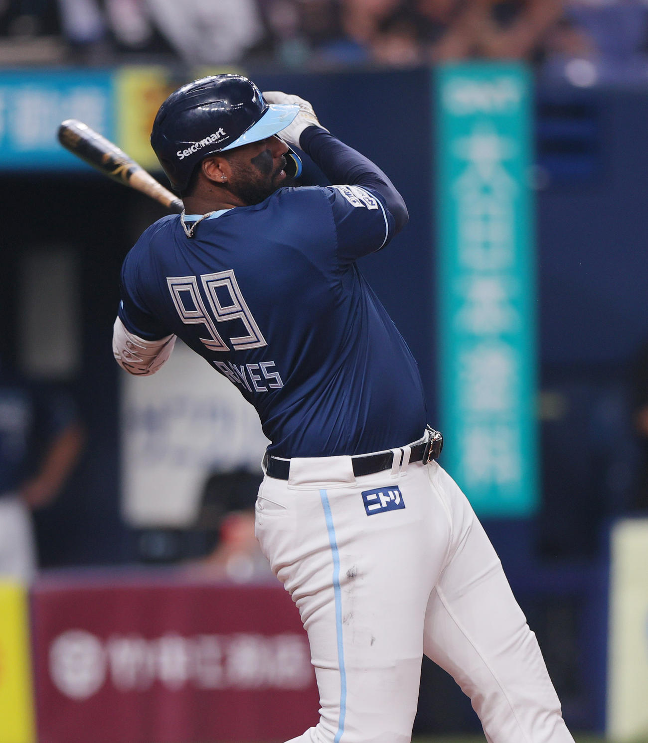 オリックス対日本ハム　3回表日本ハム2死満塁、レイエスは左前適時打を放つ（撮影・上山淳一）