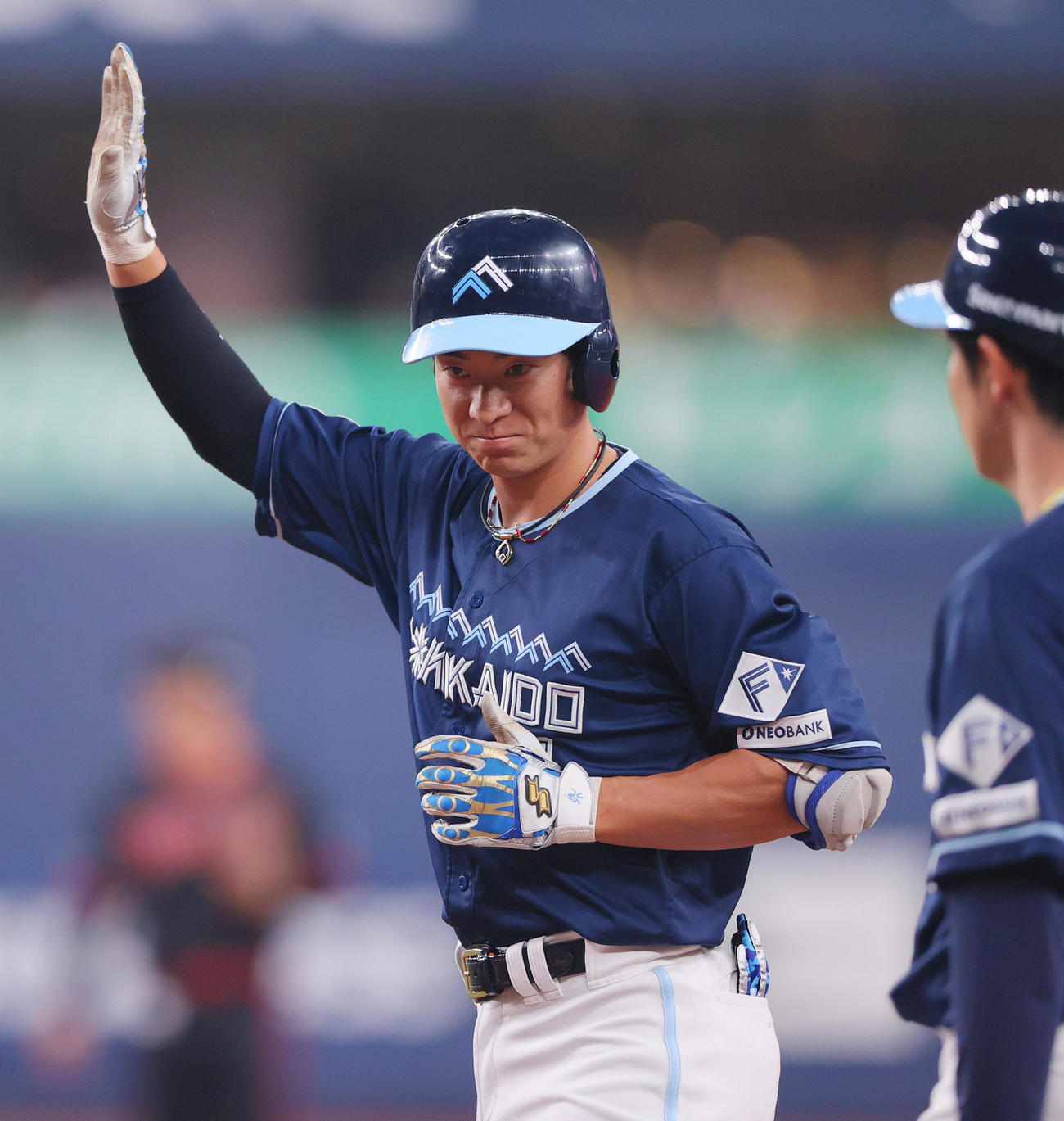 オリックス対日本ハム　3回表日本ハム1死一、二塁、松本は左前打を放つ（撮影・上山淳一）