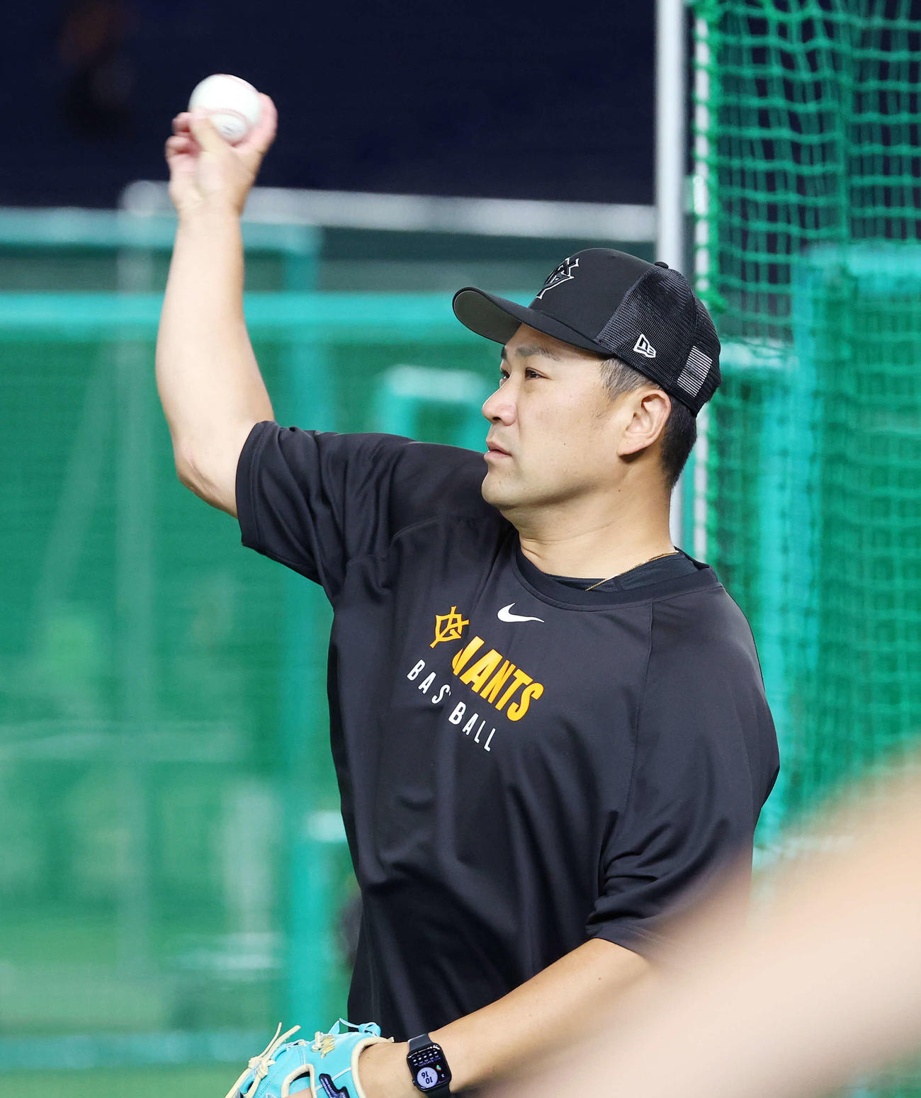 巨人対DeNA　キャッチボールする巨人田中将（撮影・鈴木正人）