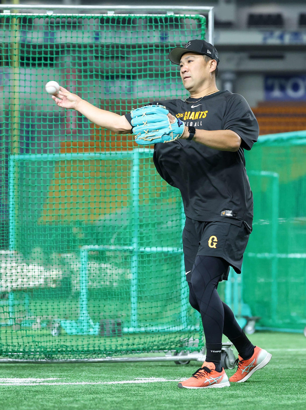 巨人対DeNA　守備練習する巨人田中将（撮影・鈴木正人）