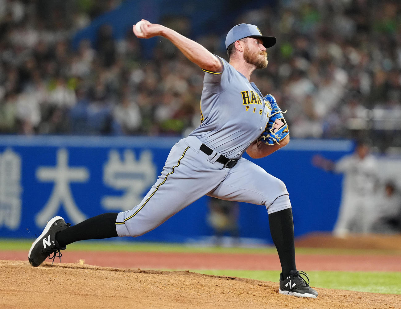ヤクルト対阪神　先発し力投する阪神ビーズリー（撮影・鈴木みどり）
