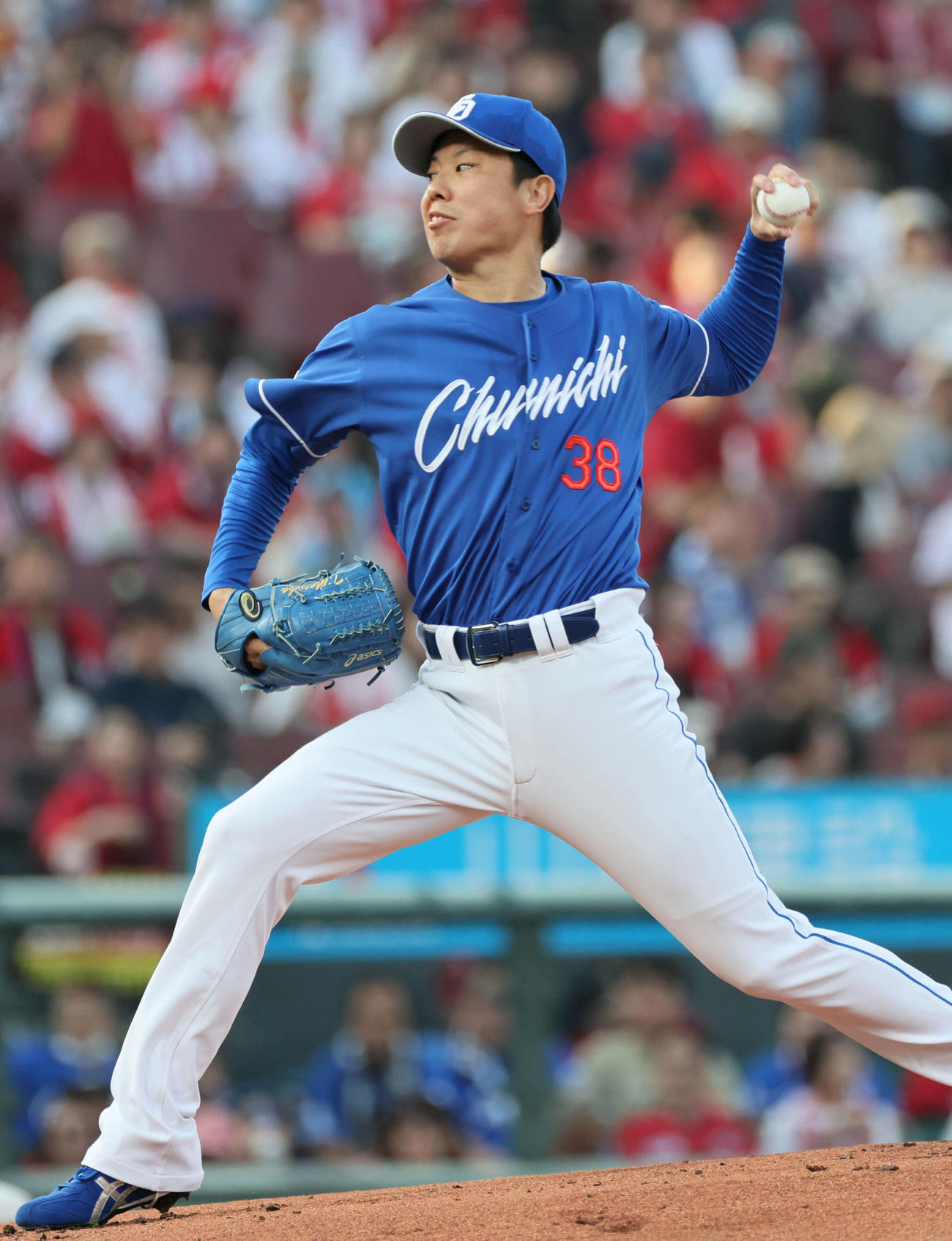 広島対中日　中日先発の松葉（撮影・加藤孝規）