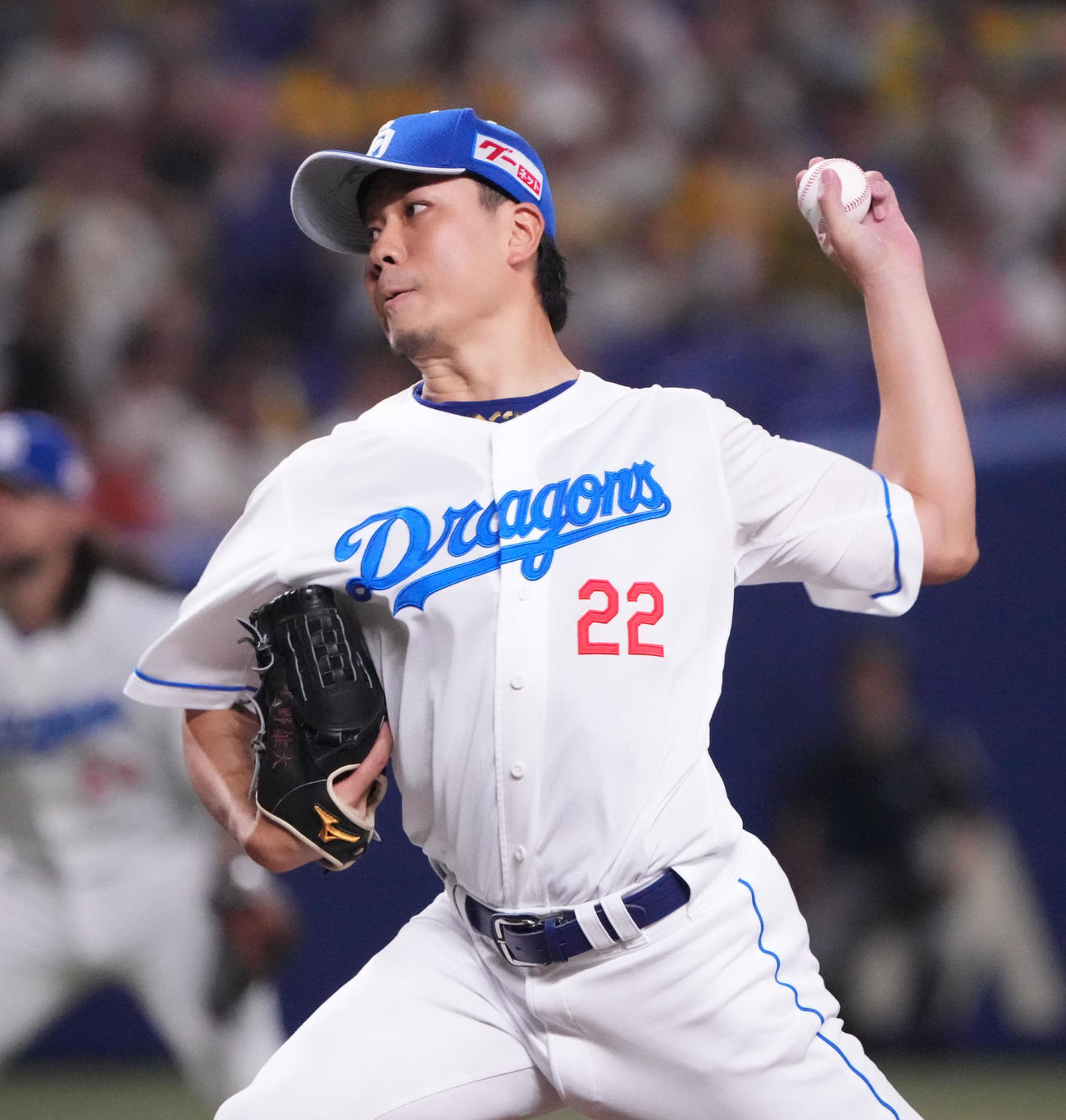 中日対阪神　1回表、登板する中日先発の大野（撮影・森本幸一）
