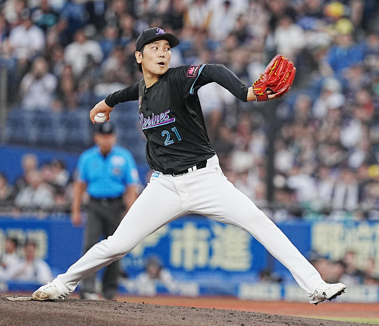 ロッテ対ソフトバンク　ロッテ先発の石川柊（撮影・菅敏）