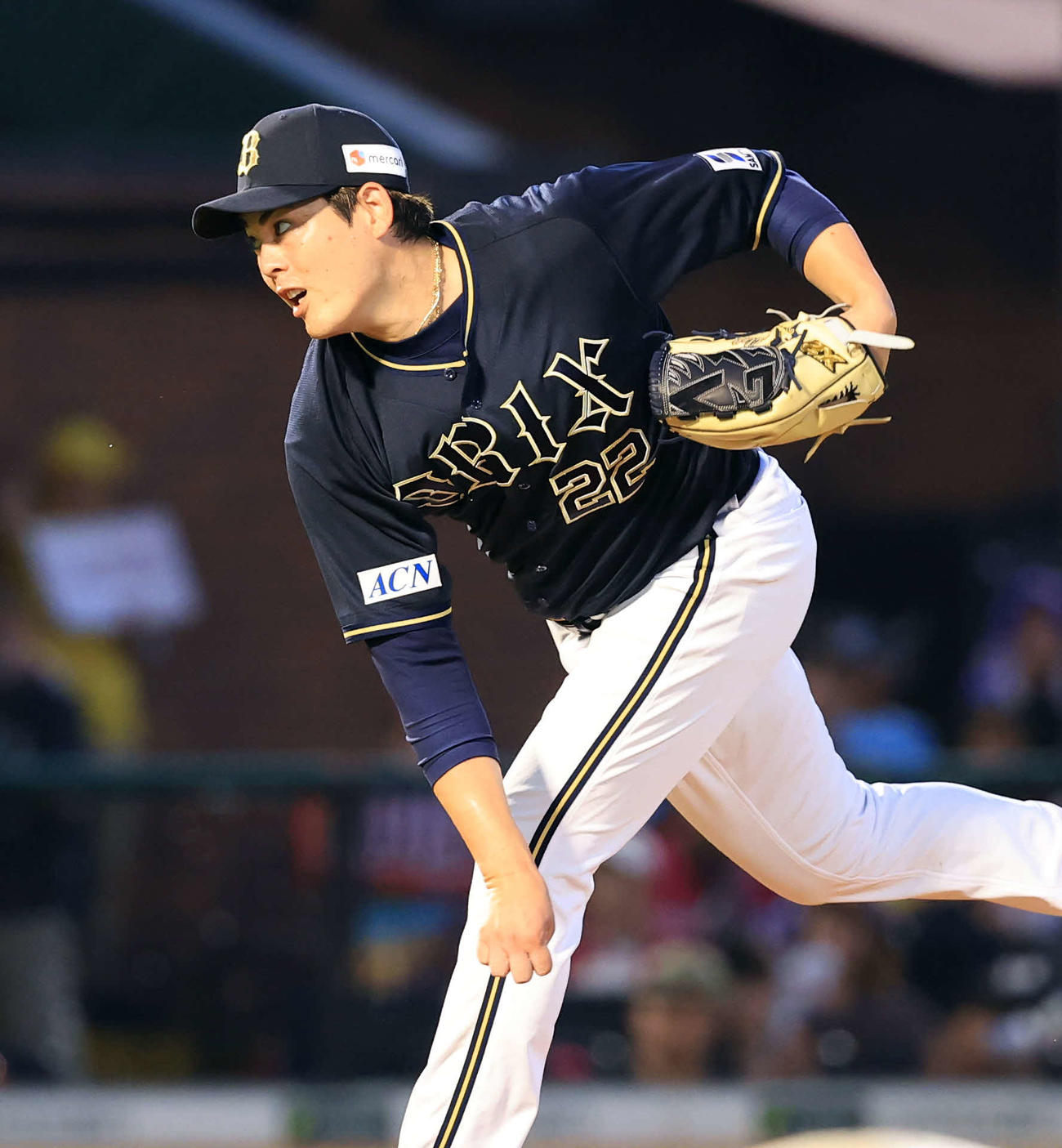 楽天対オリックス　力投するオリックス先発の九里（撮影・浅見桂子）