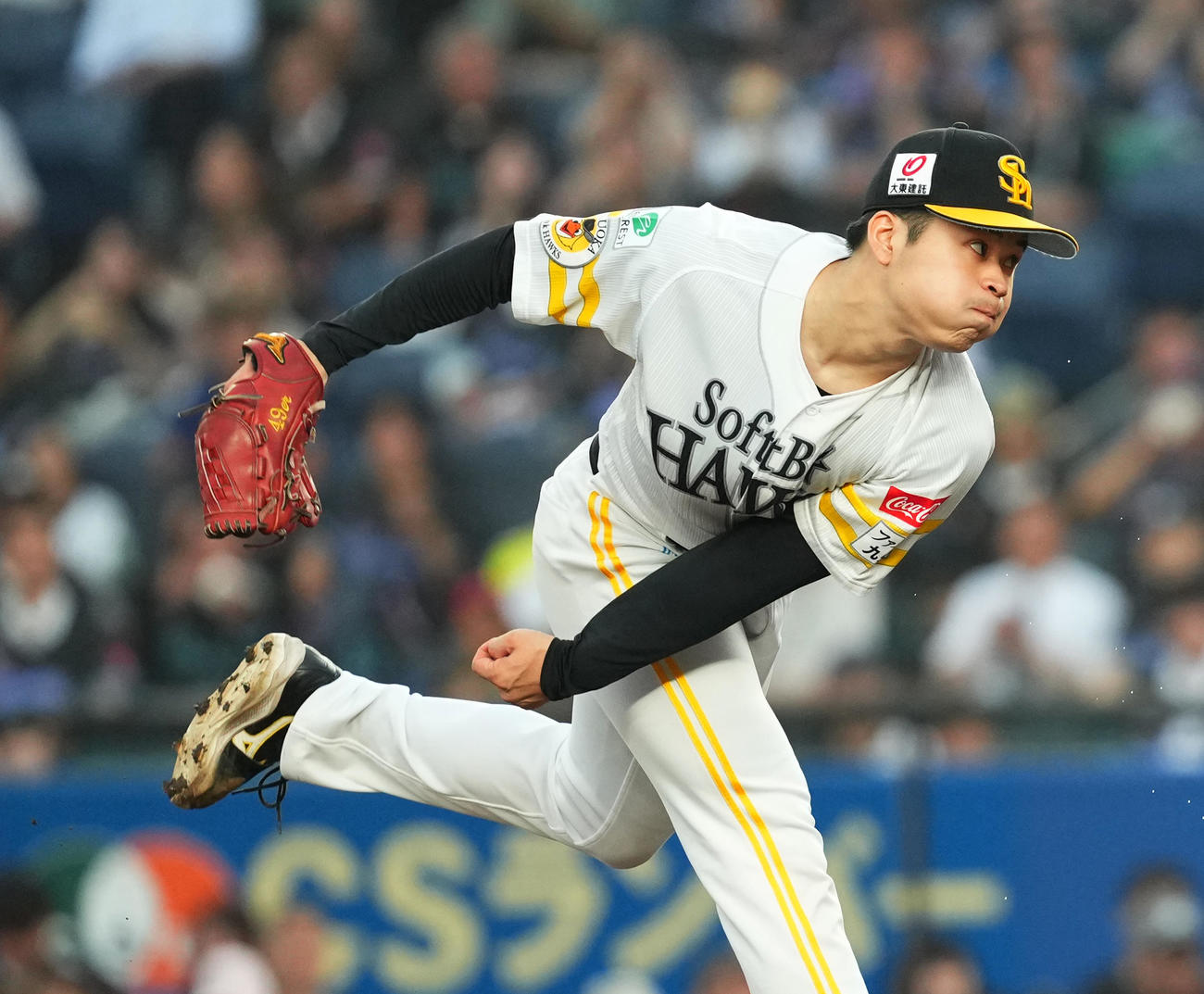 ロッテ対ソフトバンク　ソフトバンク先発の松本晴（撮影・菅敏）