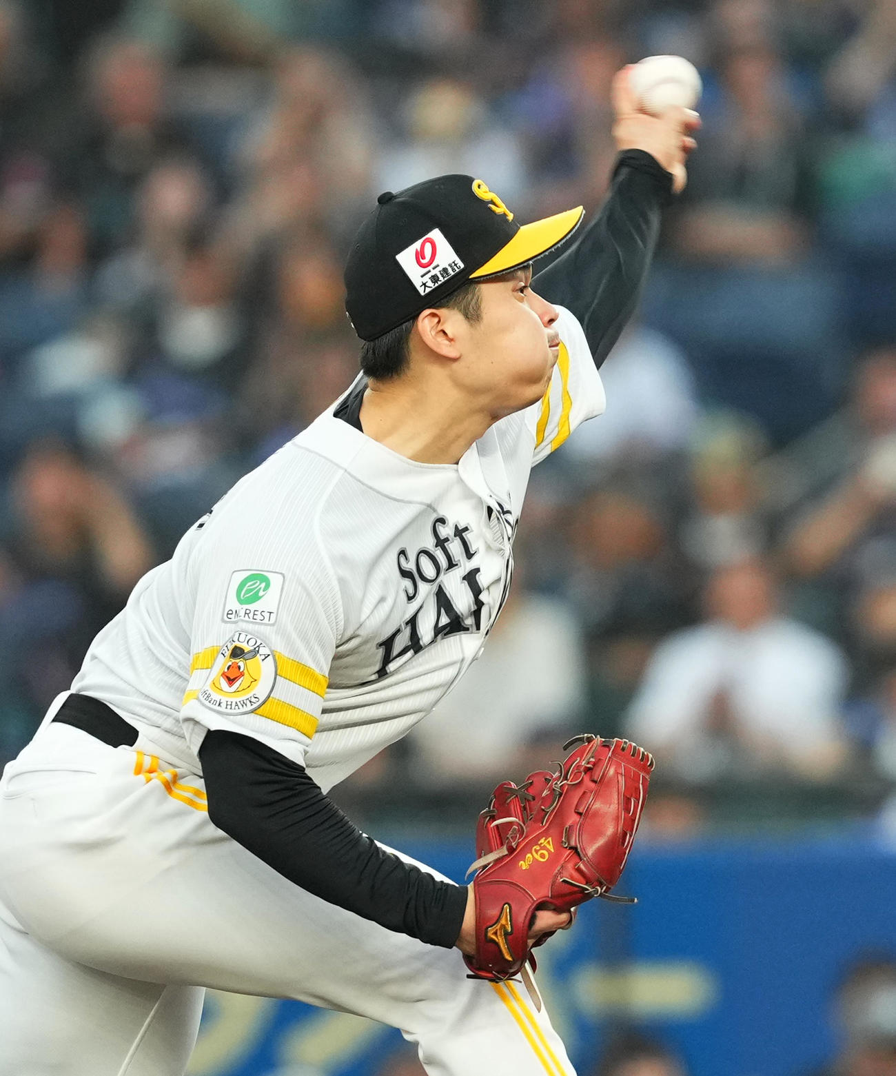 ロッテ対ソフトバンク　ソフトバンク先発の松本晴（撮影・菅敏）