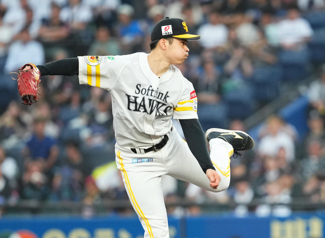 ロッテ対ソフトバンク　ソフトバンク先発の松本晴（撮影・菅敏）