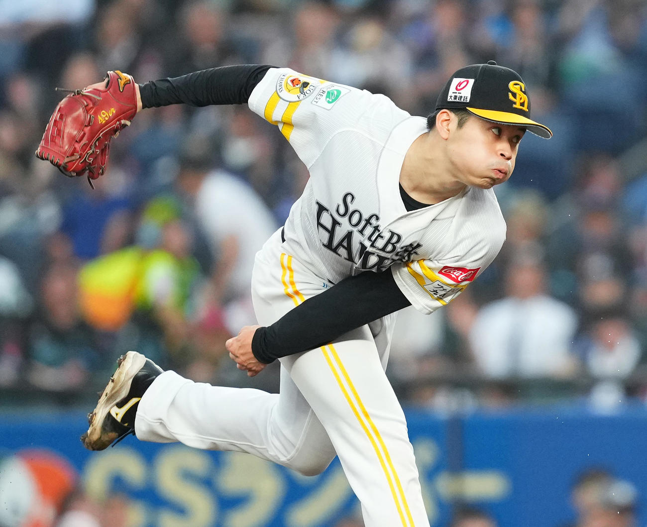 ロッテ対ソフトバンク　ソフトバンク先発の松本晴（撮影・菅敏）