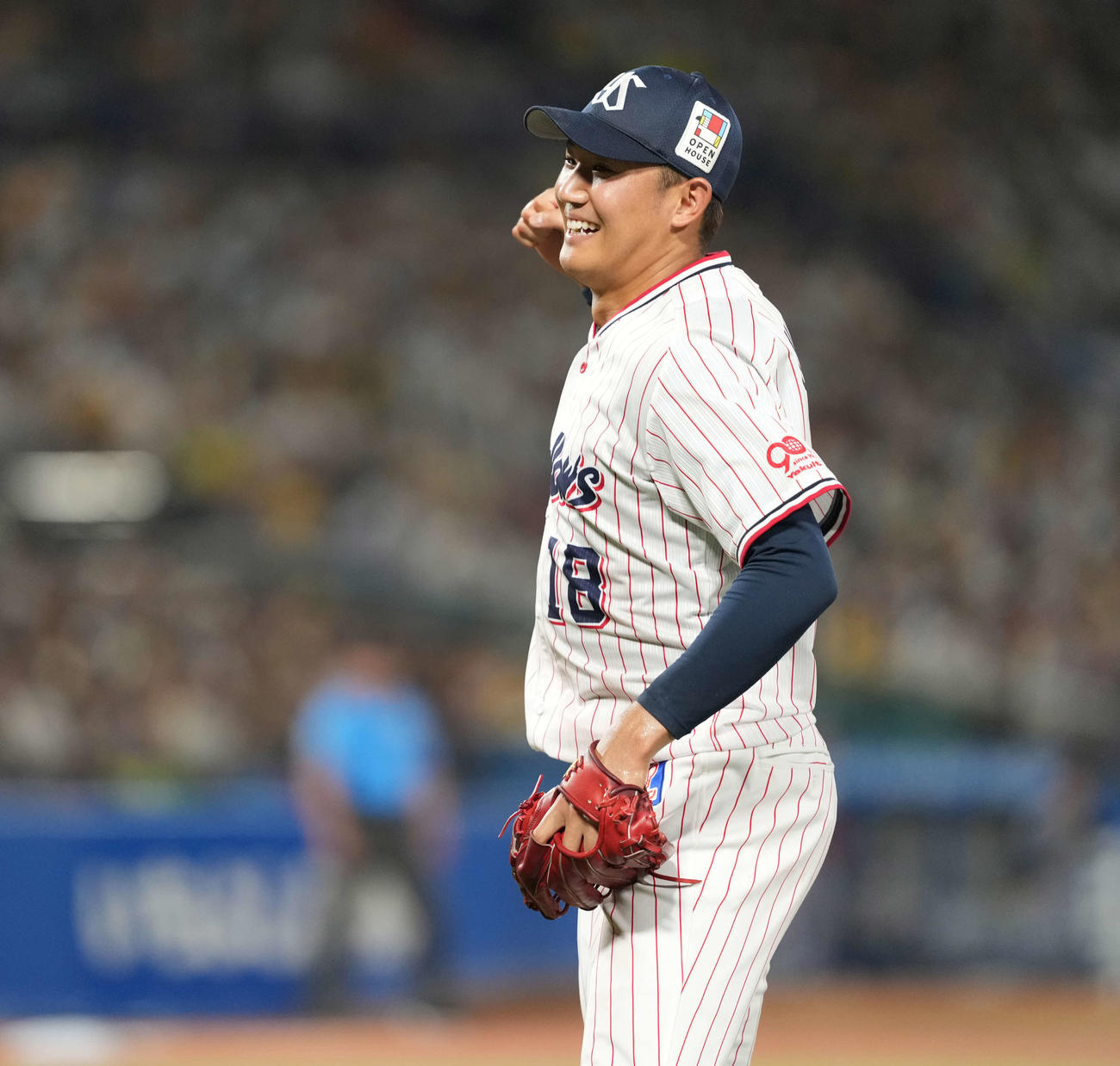 ヤクルト奥川恭伸（2025年8月3日撮影）