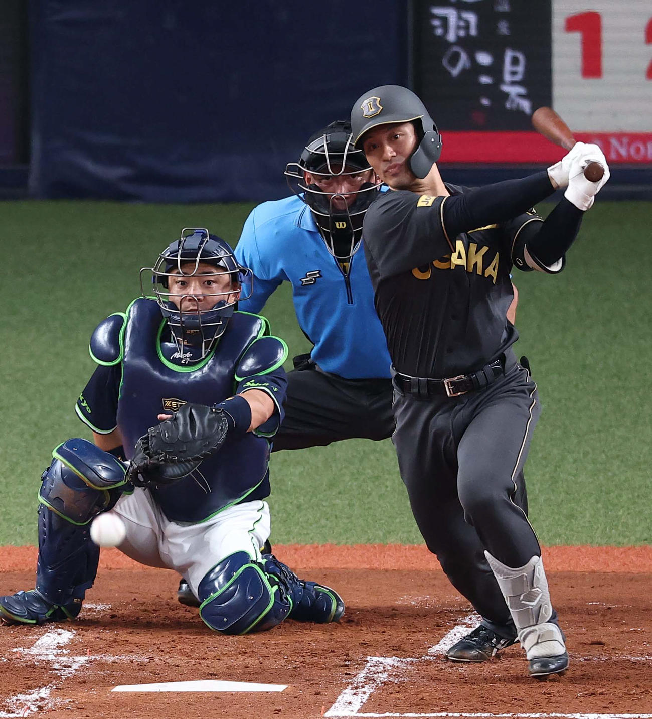 阪神対ヤクルト　2回裏阪神無死、坂本は中前打を放つ（撮影・上田博志）