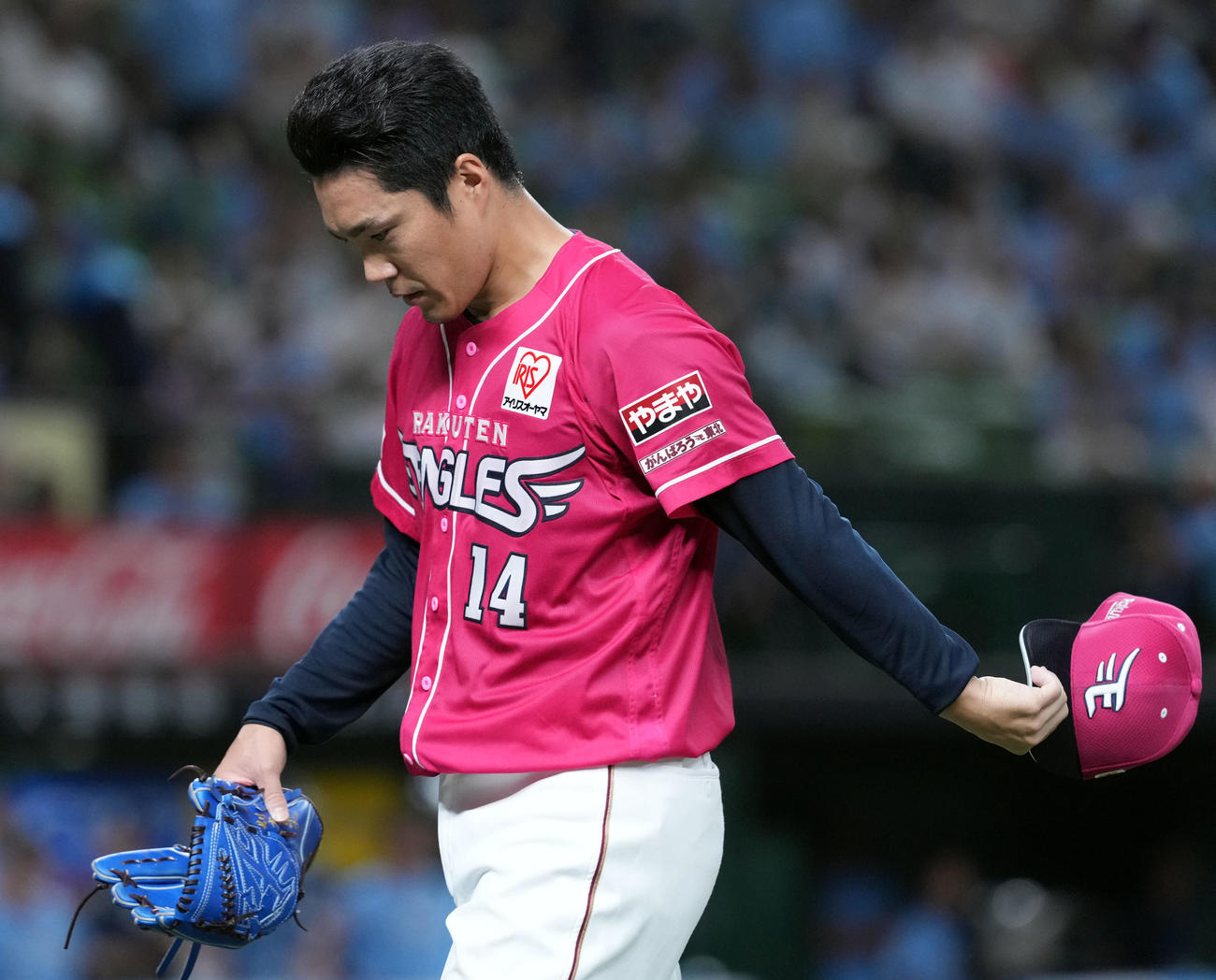 西武対楽天　9回からマウンドに上がり同点とされる楽天則本（撮影・たえ見朱実）