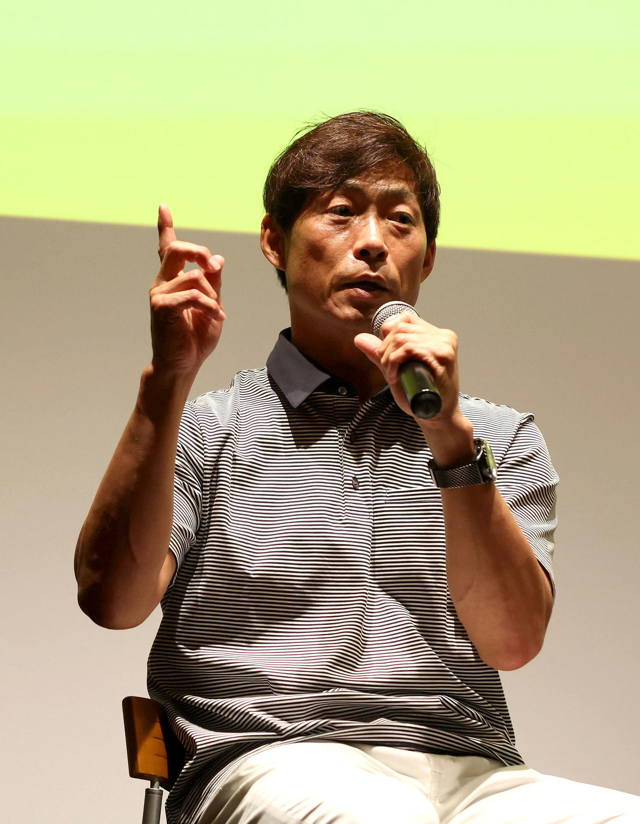 トークショーで今シーズンの阪神タイガースについて語る元阪神桧山進次郎氏（撮影・白石智彦）
