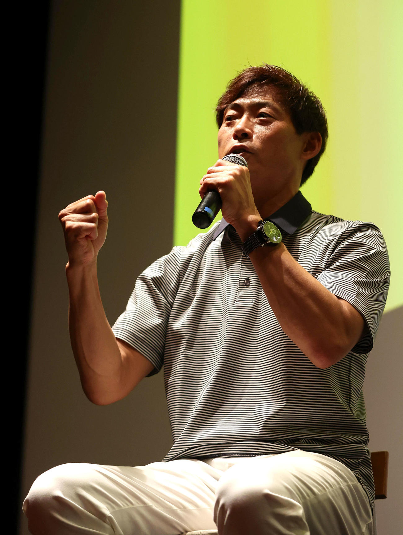 トークショーで今シーズンの阪神タイガースについて語る元阪神桧山進次郎氏（撮影・白石智彦）