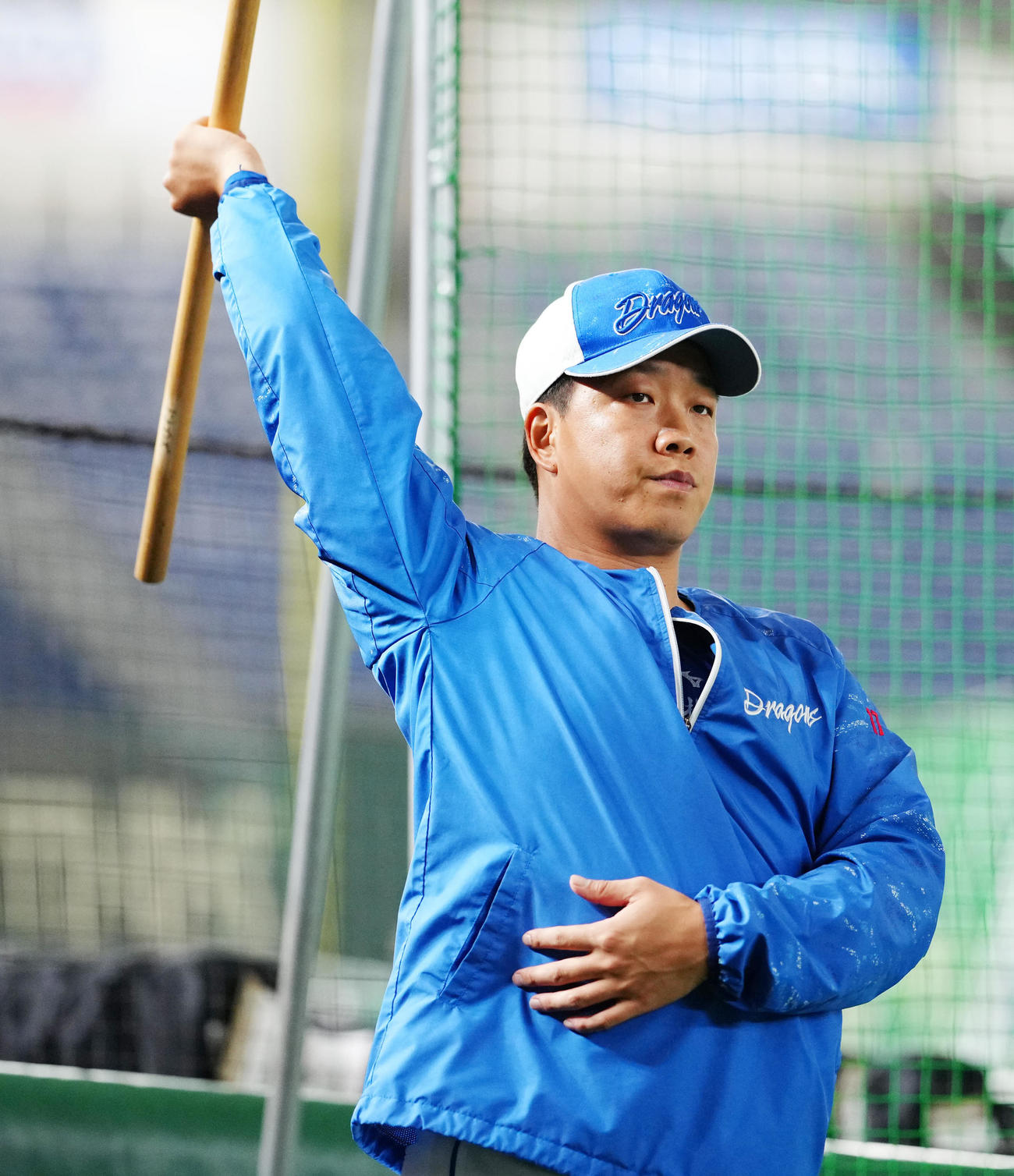 巨人対中日　試合前練習に臨む中日柳（撮影・江口和貴）