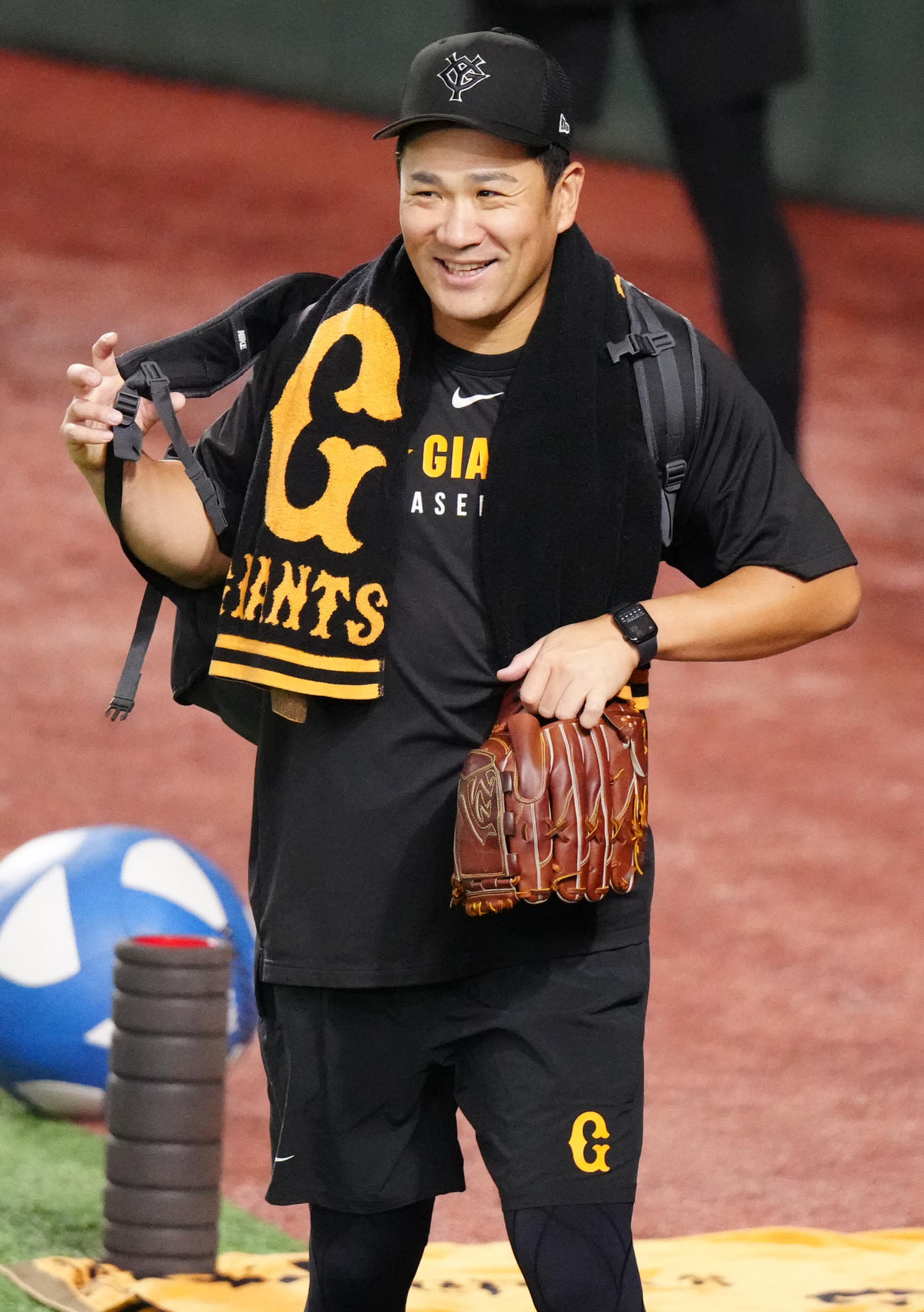 巨人対中日　試合前練習を終え引き揚げる巨人田中将（撮影・江口和貴）