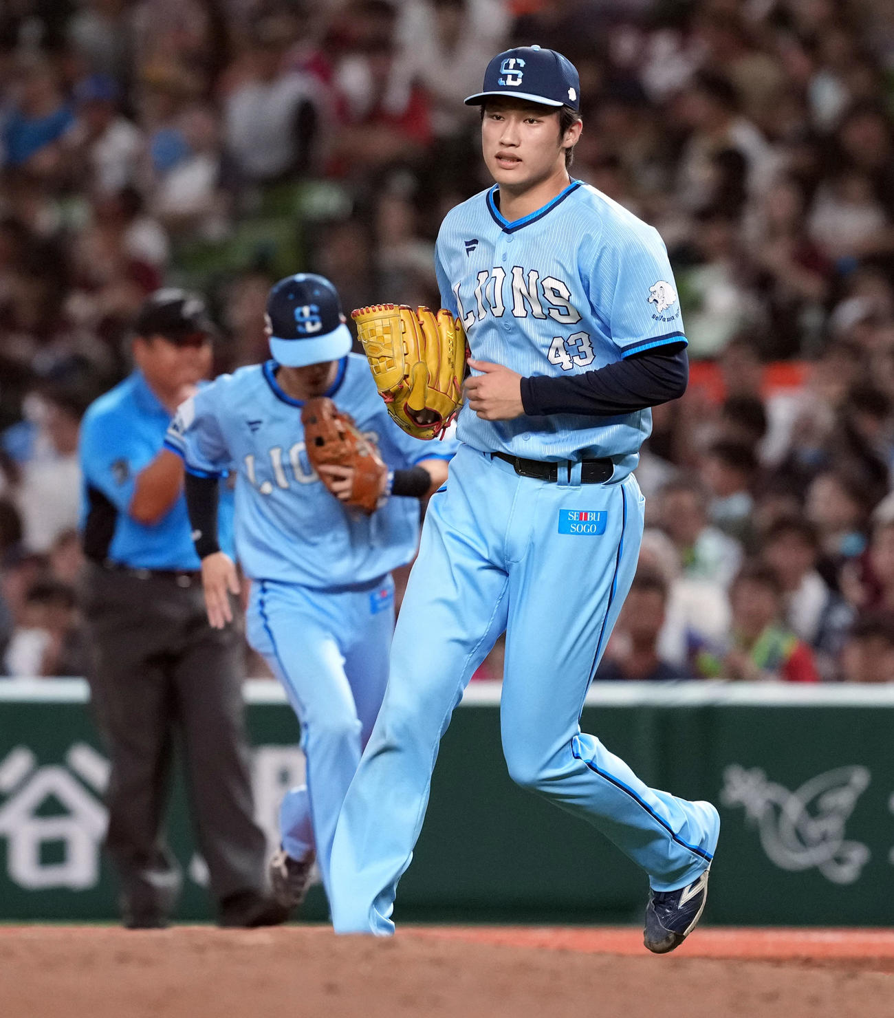 2025年8月10日、西武対楽天　5回からマウンドに上がり無失点に抑えた西武羽田
