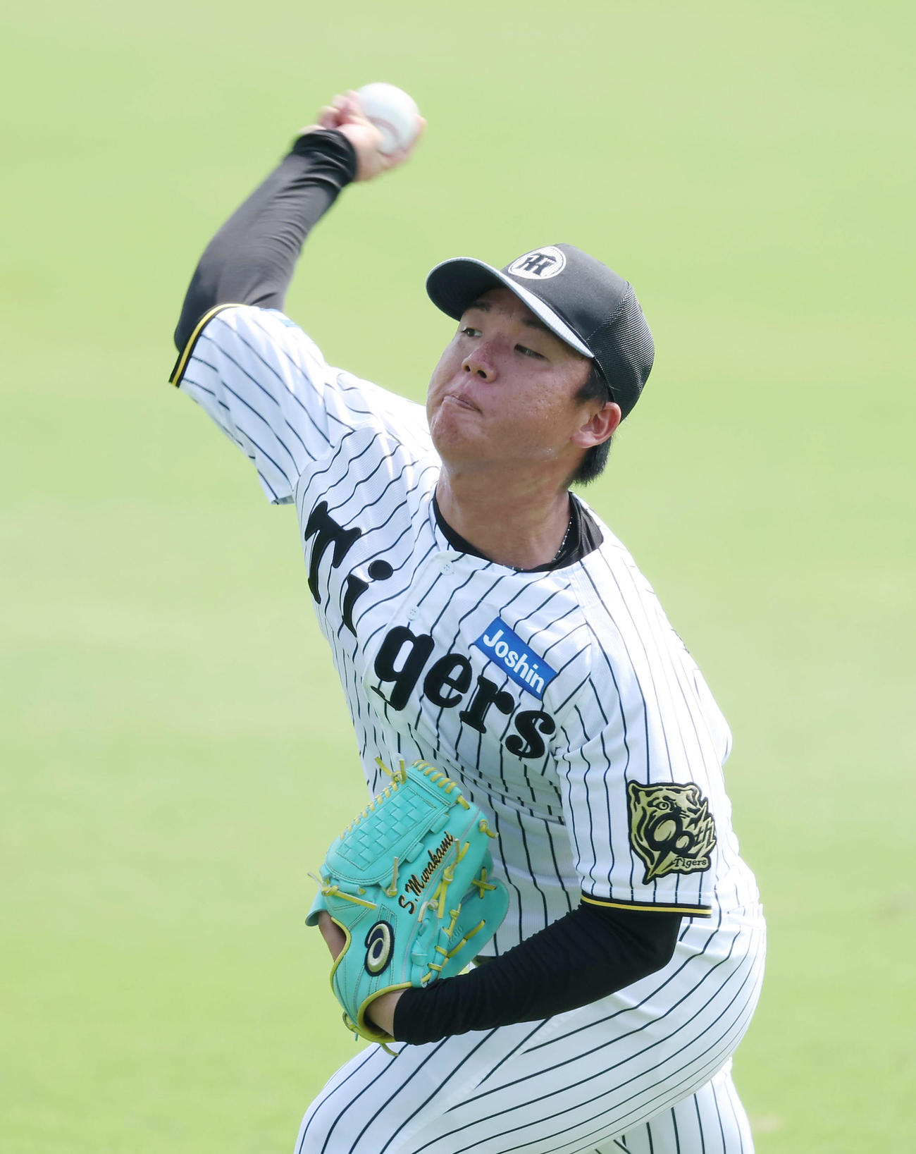 キャッチボールで調整する阪神村上（撮影・前田充）