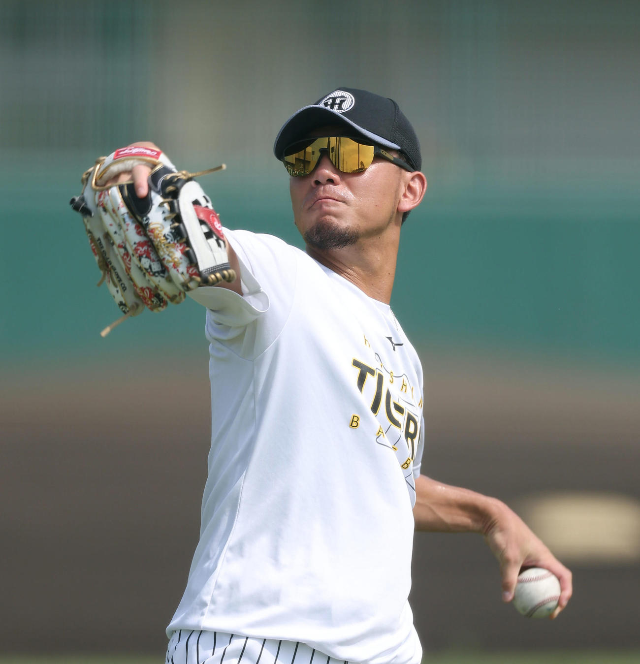 キャッチボールで調整する阪神伊藤将（撮影・前田充）