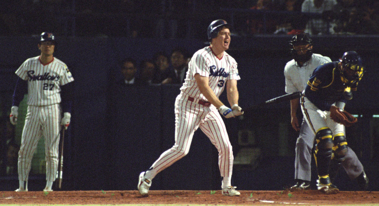 95年日本シリーズ第4戦、延長11回、14球におよぶ小林宏との対戦で三振に倒れたヤクルトのトーマス・オマリー