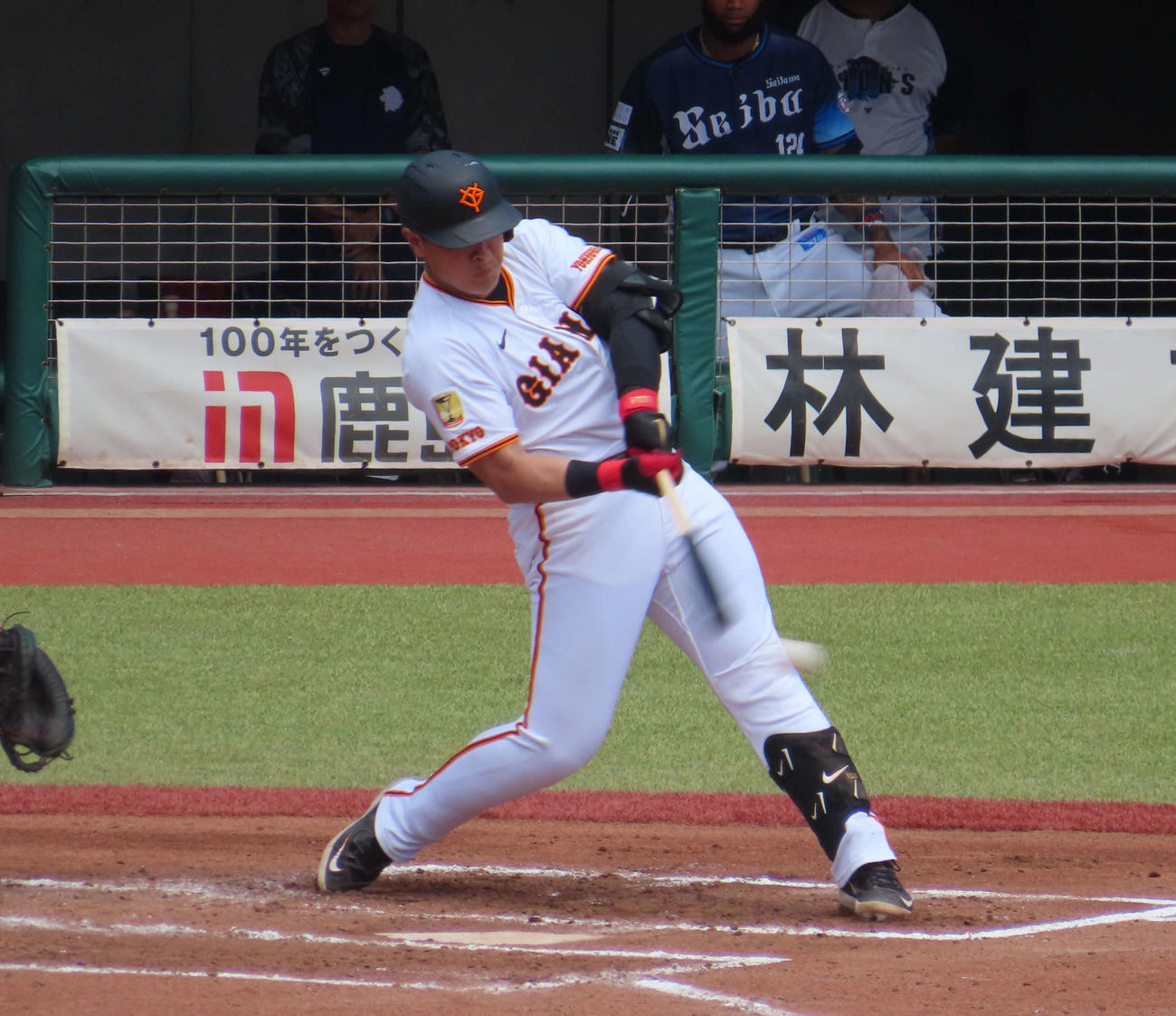 打席に入る巨人岡本（撮影・水谷京裕）