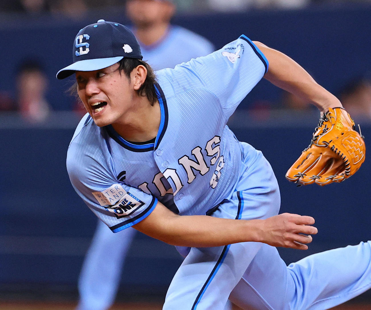 オリックス対西武　7回、力投する西武今井（撮影・藤尾明華）