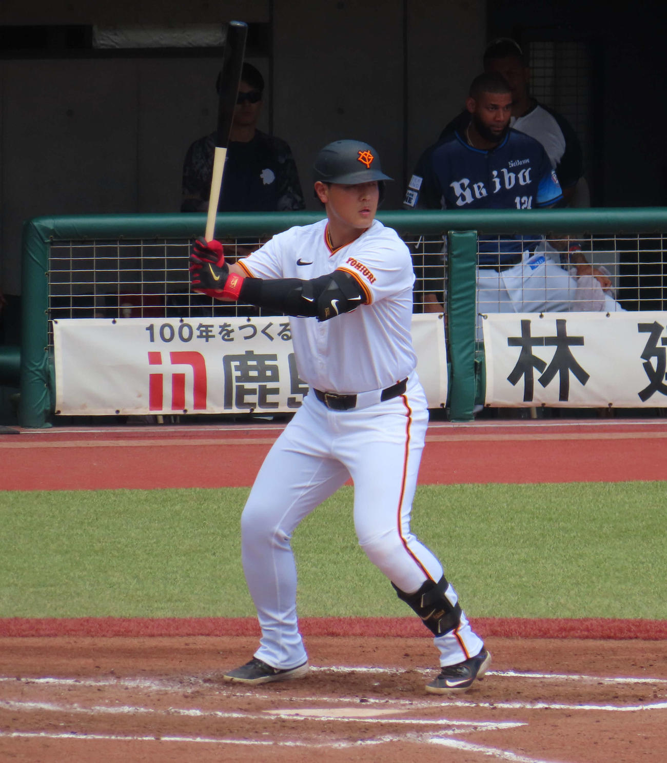打席に入る巨人岡本（撮影・水谷京裕）
