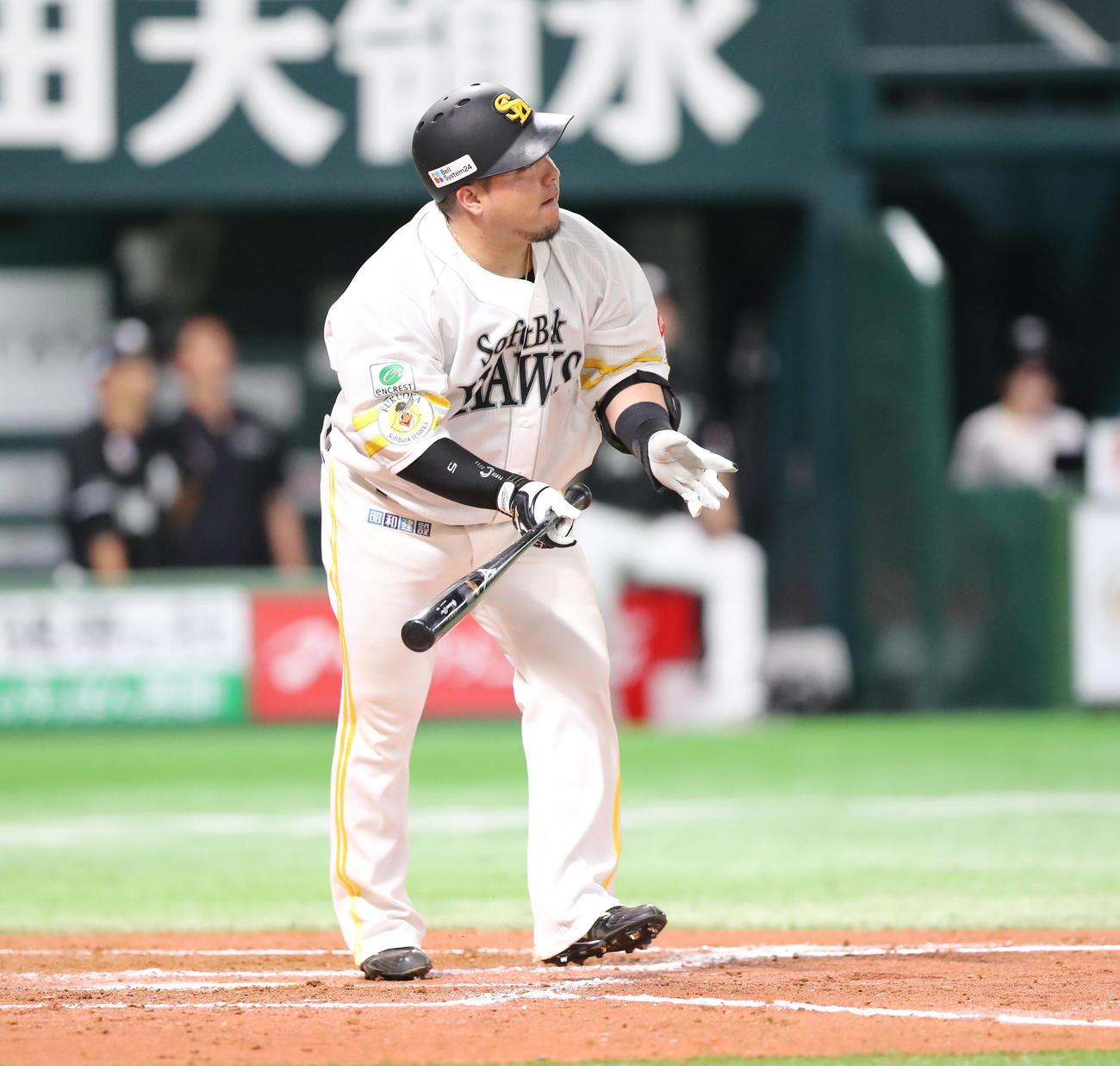 ソフトバンク対ロッテ　7回裏ソフトバンク2死満塁、山川は右中間に満塁本塁打を放つ（撮影・梅根麻紀）