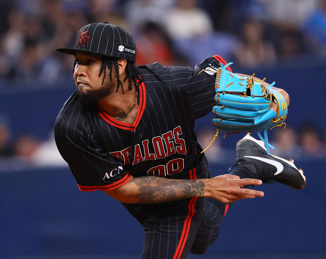 オリックス対西武　オリックス先発のエスピノーザ（撮影・藤尾明華）