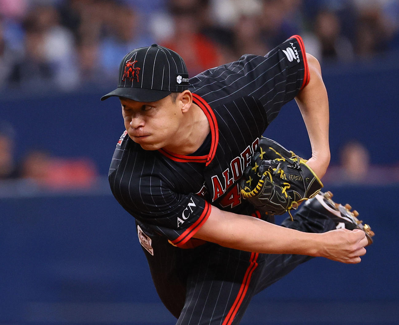 オリックス対西武　9回に登板したオリックス岩崎（撮影・藤尾明華）