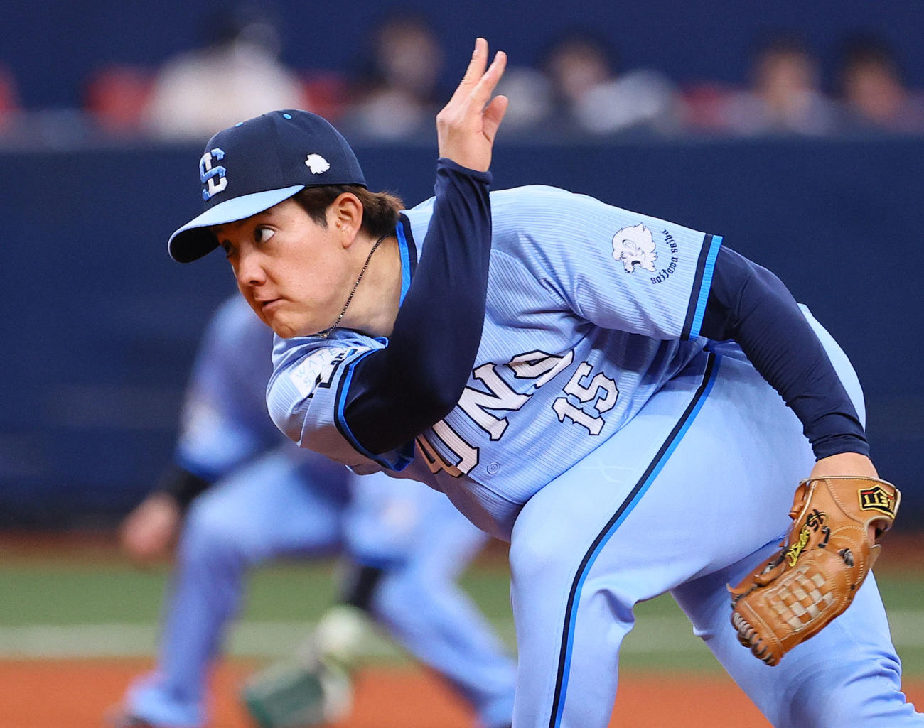 オリックス対西武　6回3安打無失点の好投を見せた西武与座（撮影・藤尾明華）