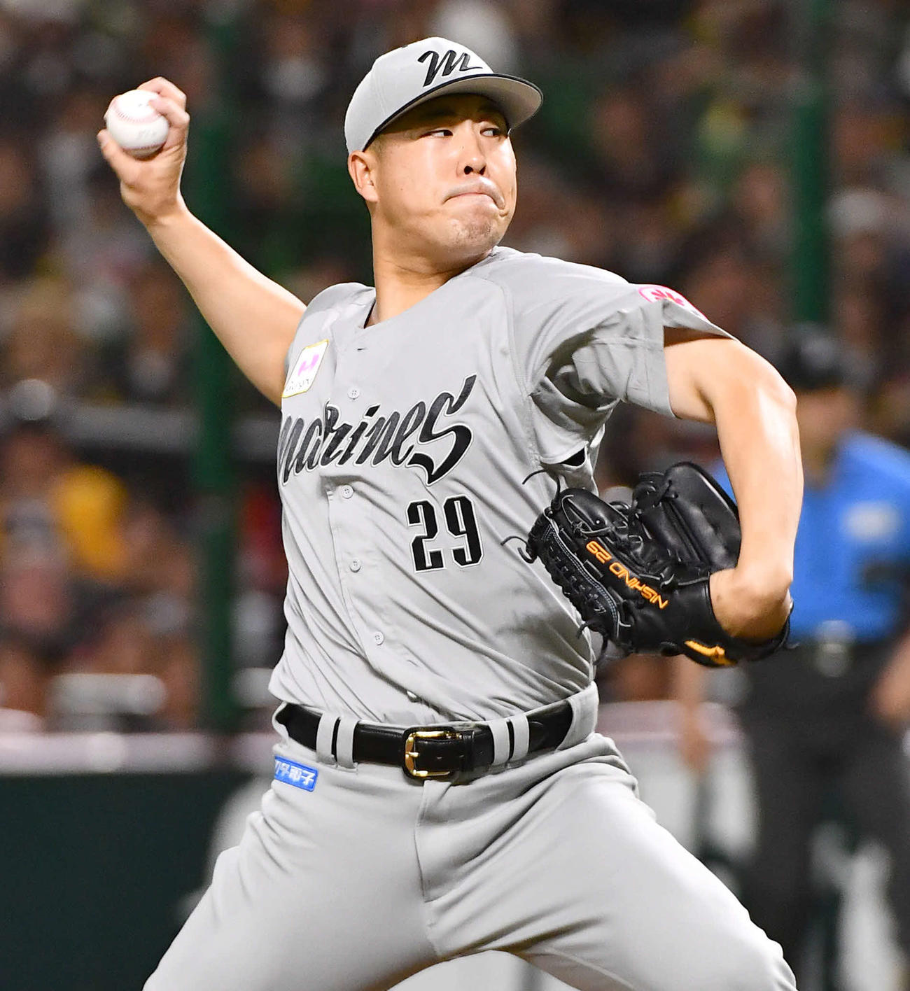 ソフトバンク対ロッテ　ロッテ先発の西野（撮影・岩下翔太）