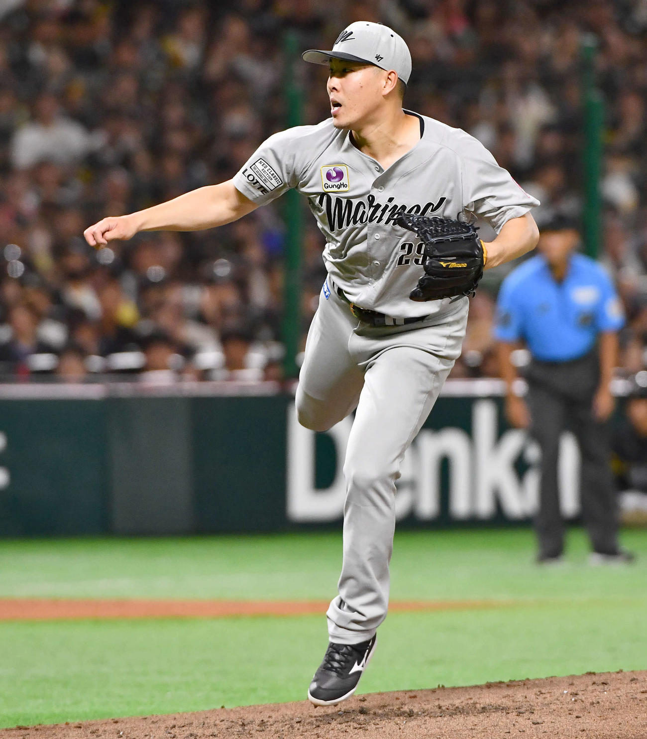 ソフトバンク対ロッテ　ロッテ先発の西野（撮影・岩下翔太）