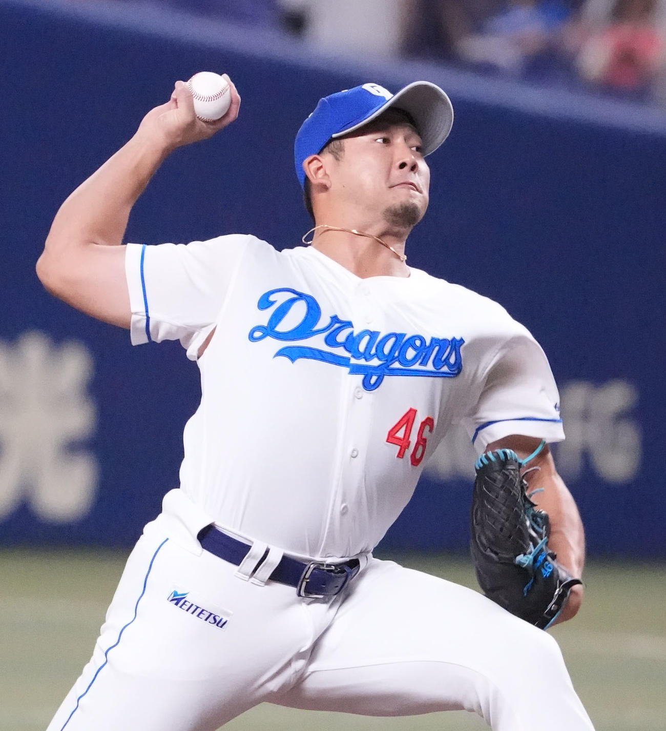 中日対DeNA 11回表、中日7番手で登板する梅野（撮影・森本幸一）