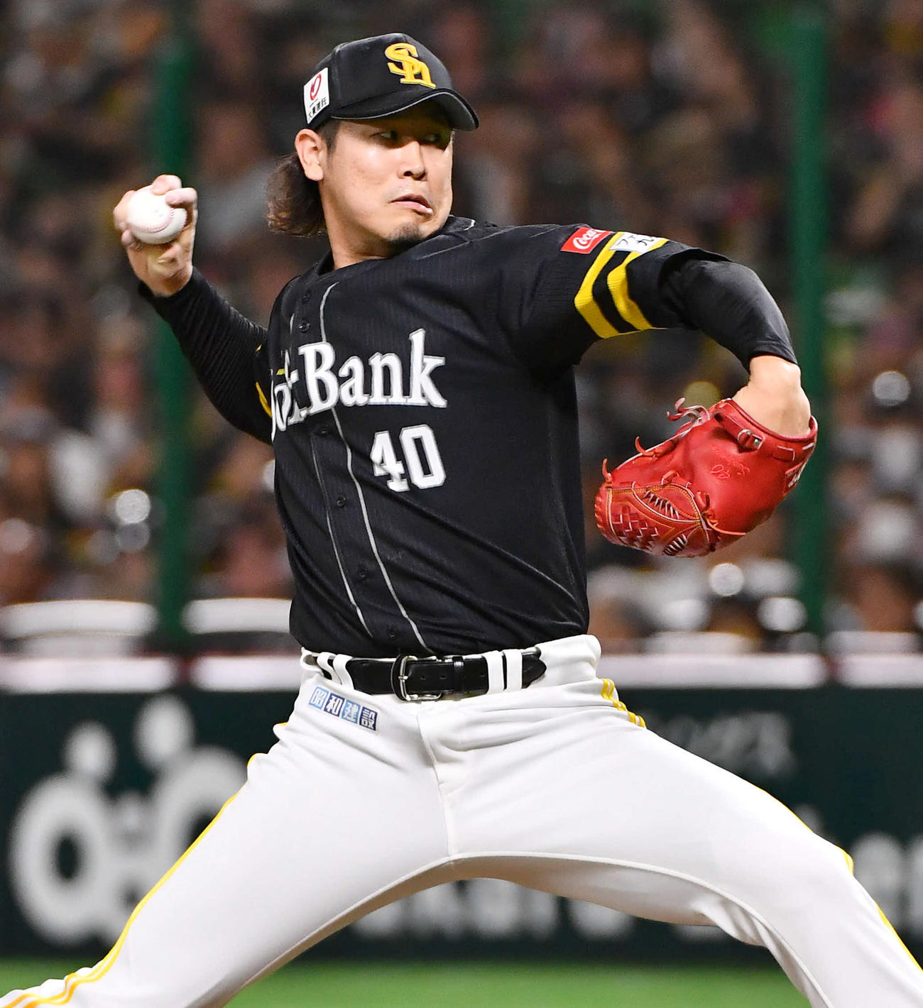 ソフトバンク対ロッテ　9回表から登板した、ソフトバンク3番手の杉山（撮影・岩下翔太）