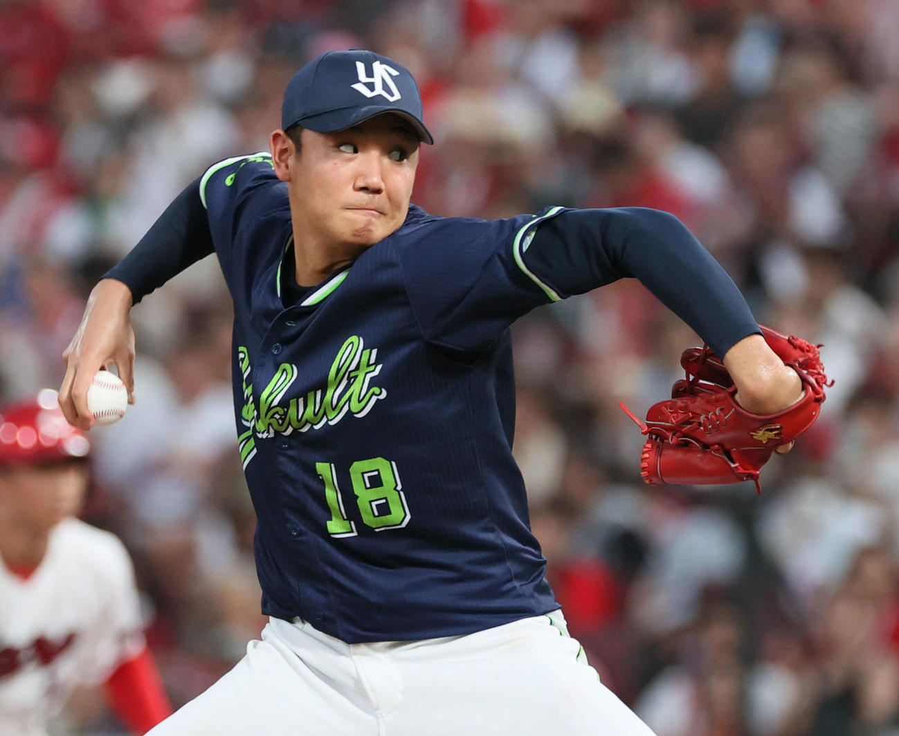 広島対ヤクルト　ヤクルト先発の奥川（撮影・加藤孝規）