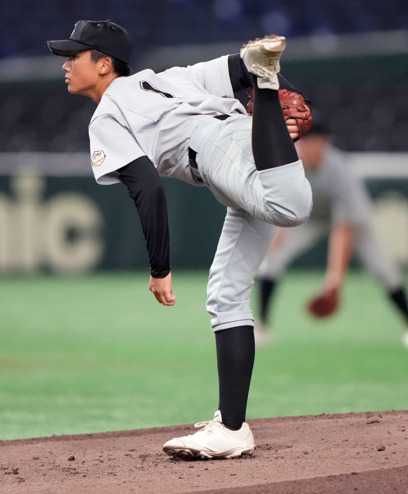 世田谷西リトルシニア対旭川大雪ボーイズ　世田谷西リトルシニア先発の福田（撮影・小島史椰）