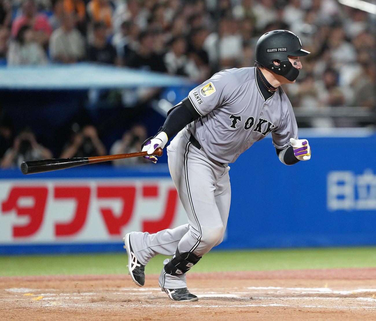 ヤクルト対巨人　7回表巨人1死三塁、丸は右適時三塁打を放ちサイクル安打を達成する（撮影・足立雅史）