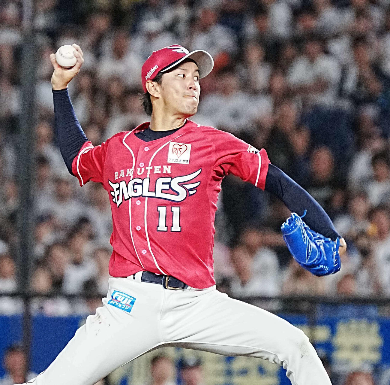 ロッテ対楽天　楽天先発の岸（撮影・小沢裕）