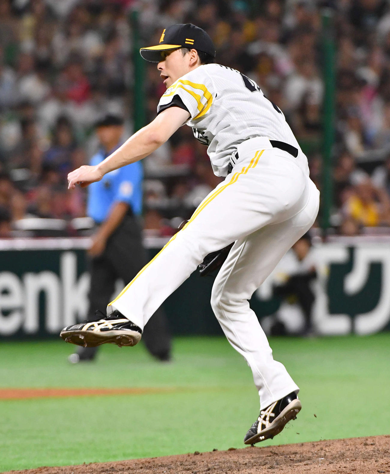 ソフトバンク対西武　ソフトバンク先発の大関（撮影・岩下翔太）
