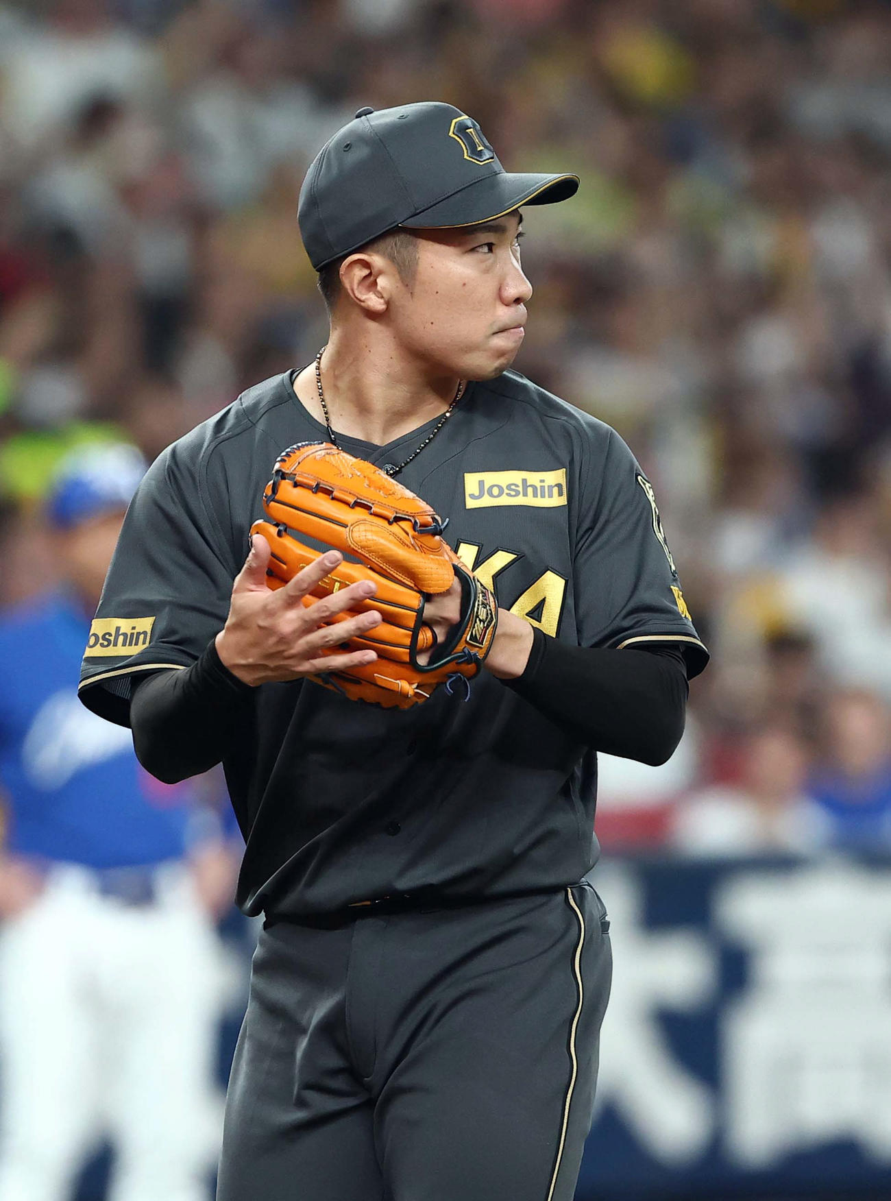 阪神対中日　8回を無失点に抑えた阪神5番手の石井（撮影・上田博志）