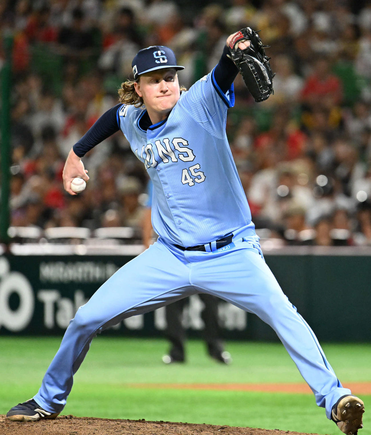 ソフトバンク対西武　西武2番手投手のウィンゲンター（撮影・林敢治）