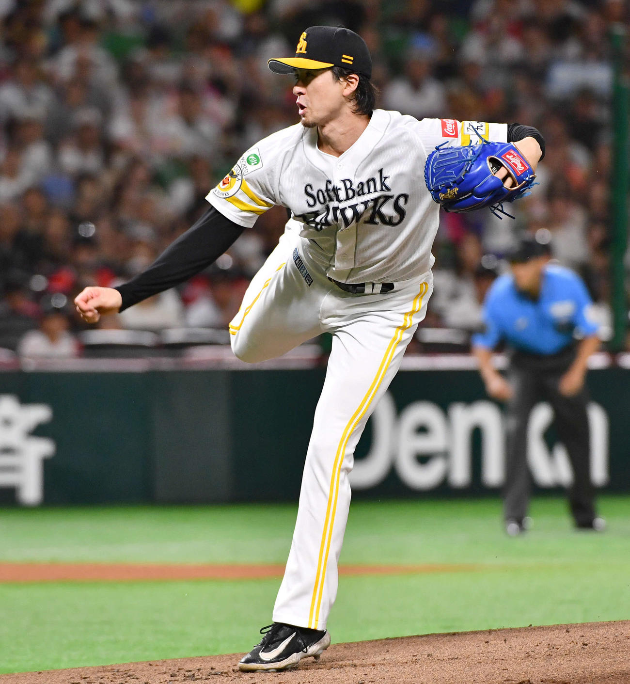 ソフトバンク対西武　ソフトバンク先発の上沢（撮影・岩下翔太）