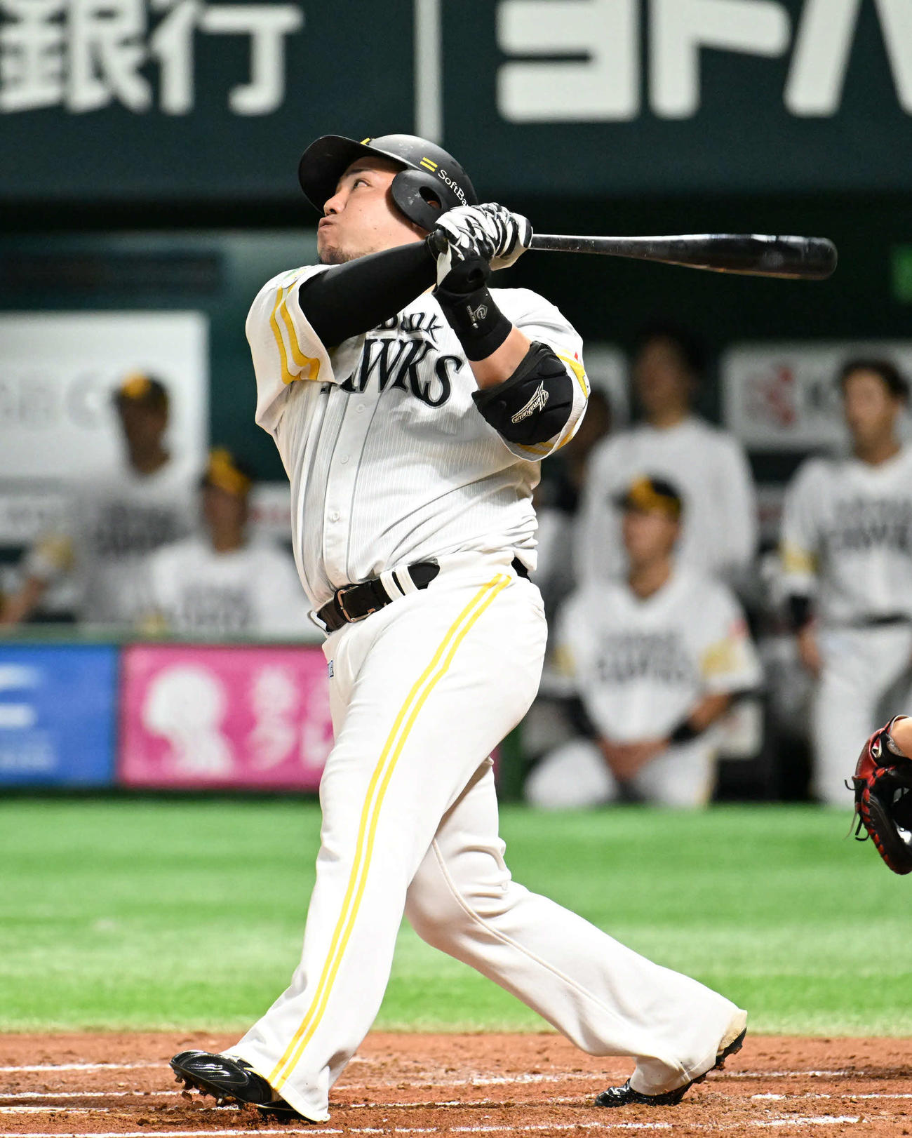 ソフトバンク対西武　2回裏ソフトバンク無死、山川は先制本塁打を放つ（撮影・林敢治）