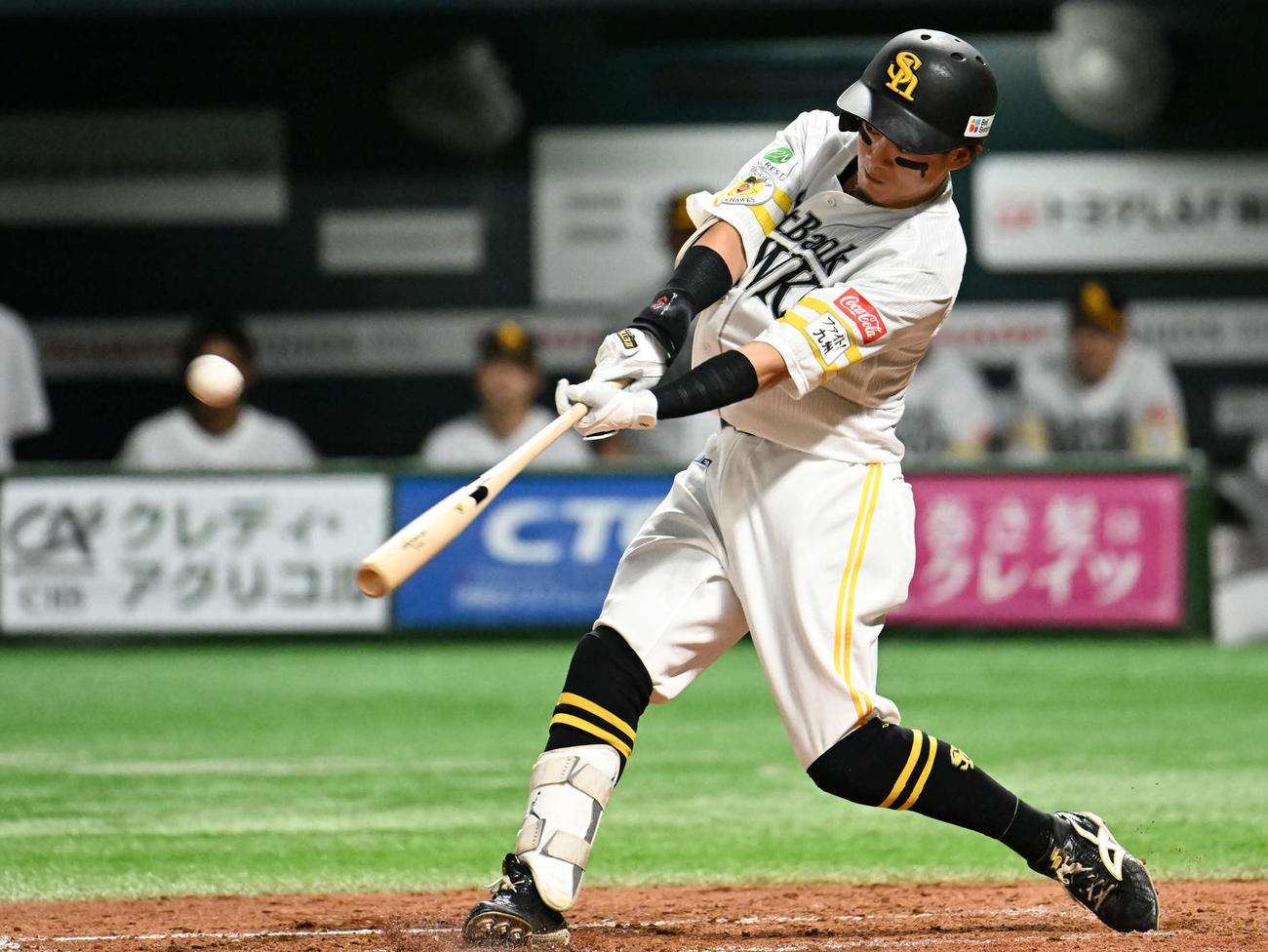 ソフトバンク対西武　4回裏ソフトバンク2死、牧原大は同点本塁打を放つ（撮影・林敢治）